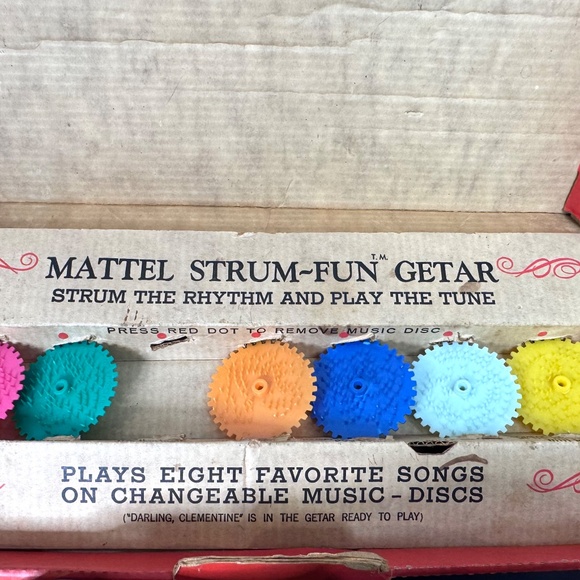 1959 Vintage Mattel Strum-Fun “Getar” with 5 Changeable Discs - Picture 6 of 12